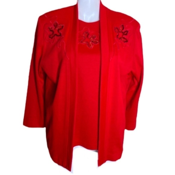 Graff Tops - Vintage Graff Cardigan Set in Red Christmas Size Medium